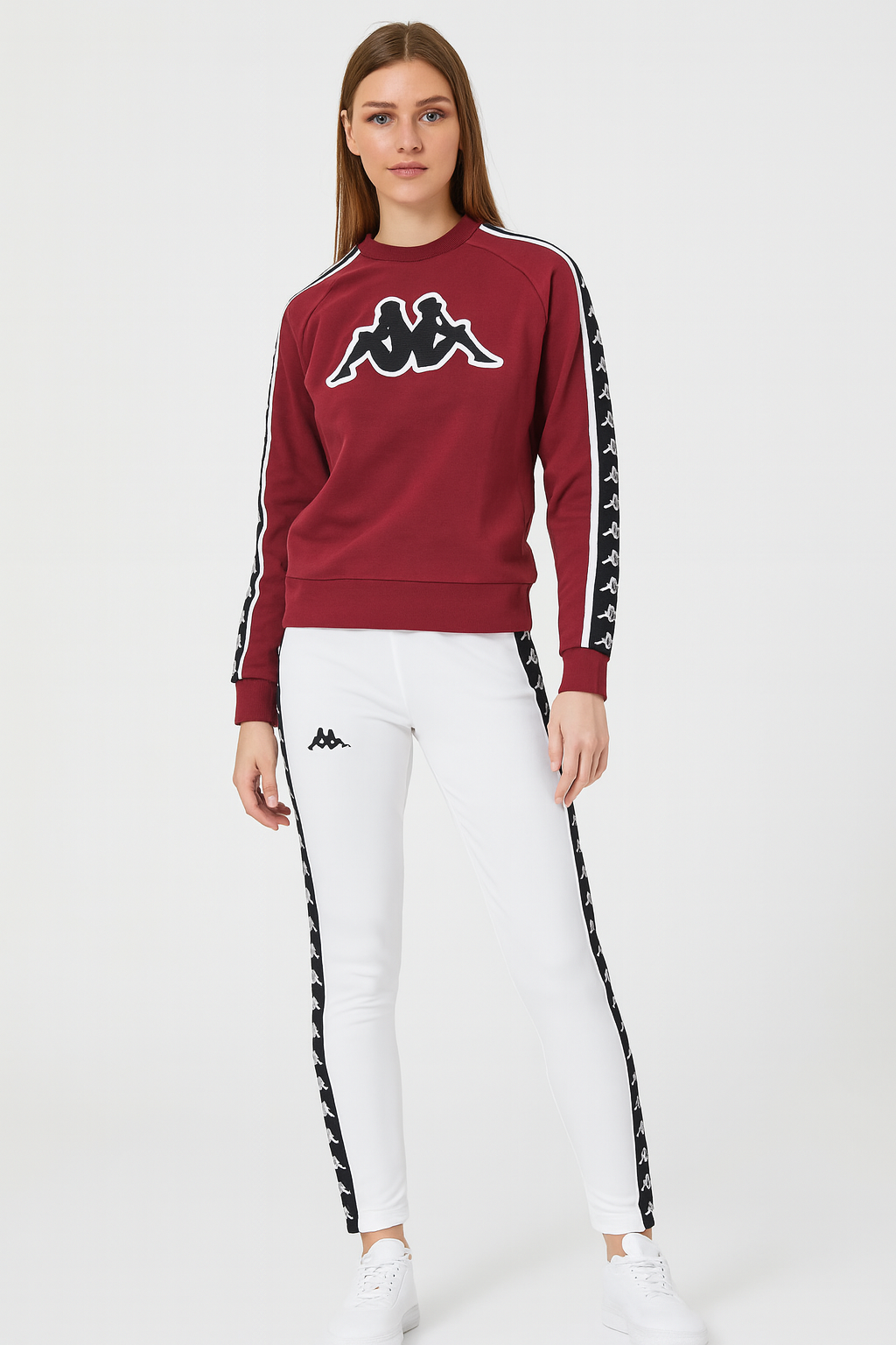 Kappa tracksuit Red Shirt and white legging