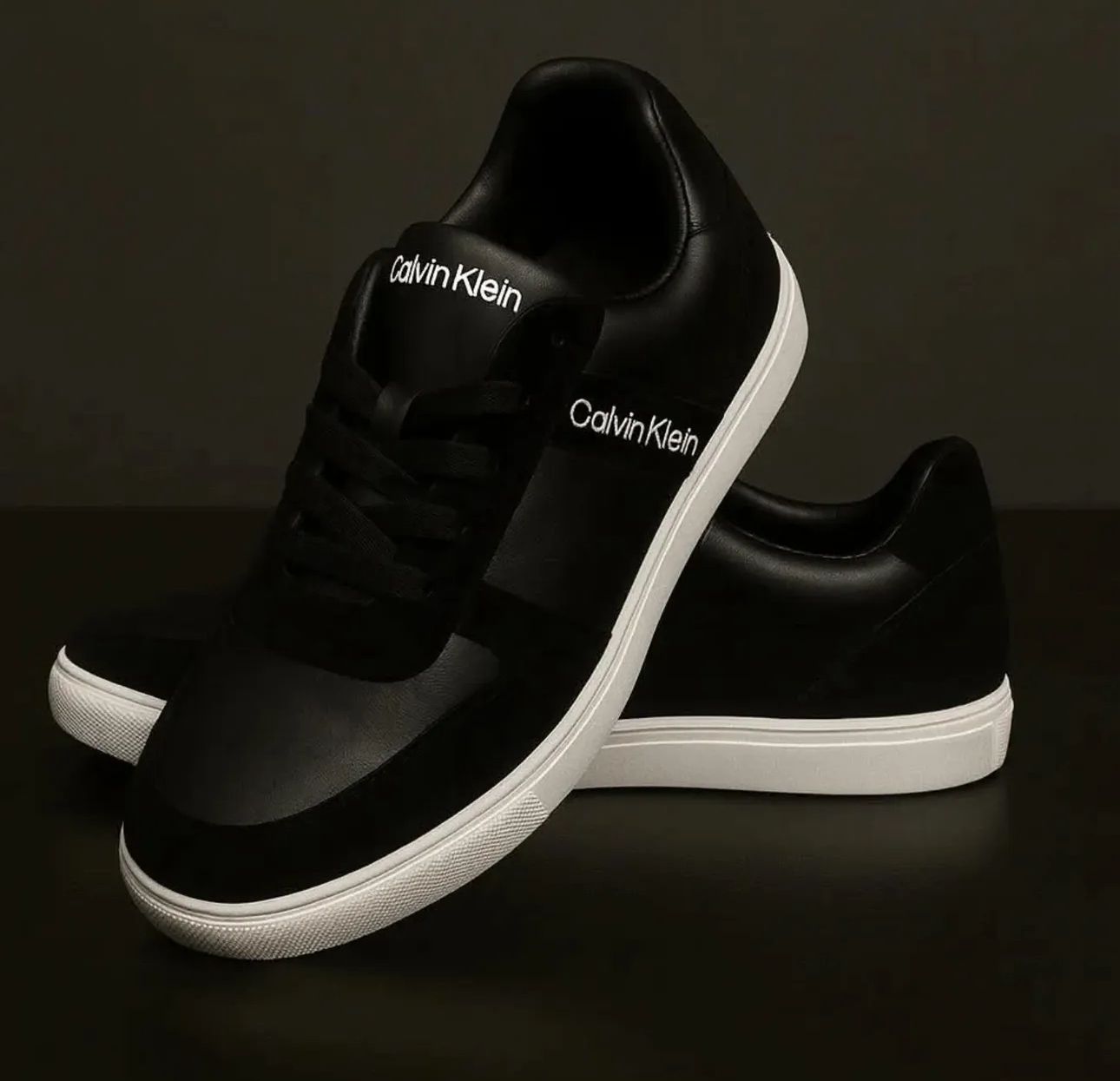 Calvin Klein black sneakers with a white sole for men